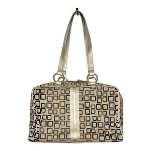 Travel Bag Geometric Tote Bag with Cosmetic Bag‎ and Clear Pouch Like New 17x11